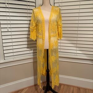 Yellow Crochet Duster Kimono Size Small/Medium